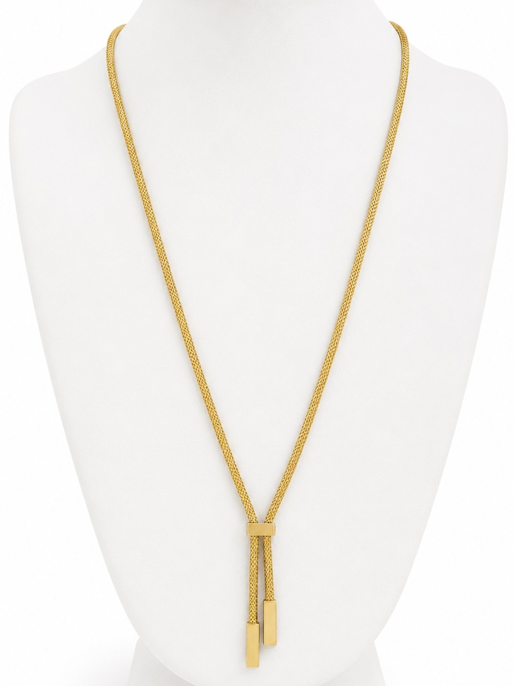 Gold mesh Lariat necklace